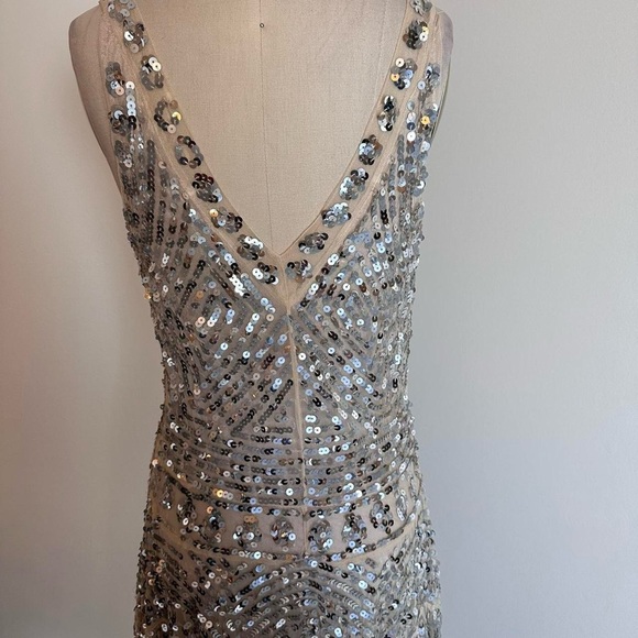 Vintage 1920s style Free people silver sequin beaded short dress drop waist XS - Picture 5 of 8